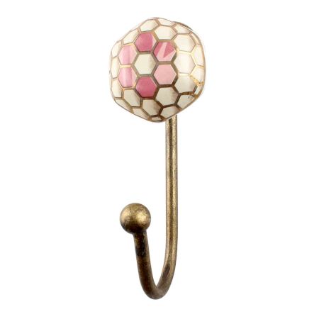 Golden Football Pattern Hexagon Ceramic Wall Hook